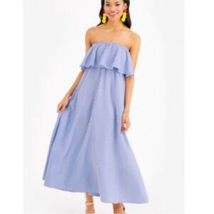 Tuckernuck Pomander Place Savannah Maxi Dress tube top medium m blue white strip